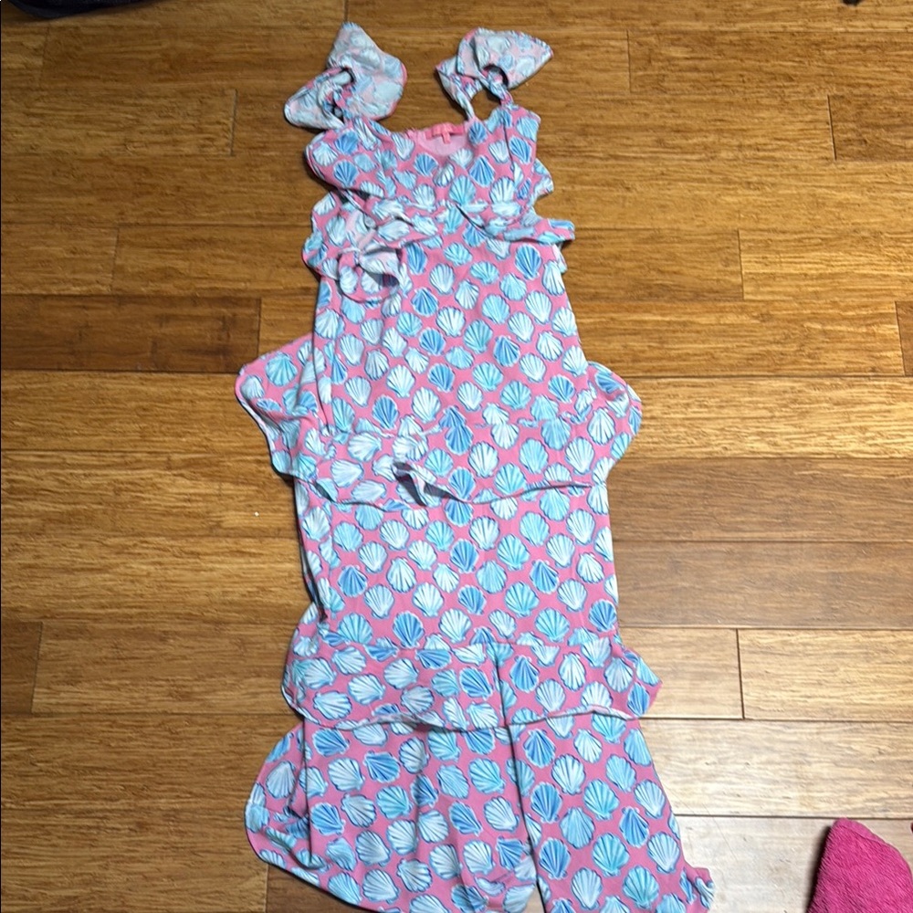 Simply Southern Pink and Blue Shell Dress